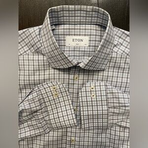 Eton - Cotton checkered dress shirt Size 39 (15.5”neck) slim fit